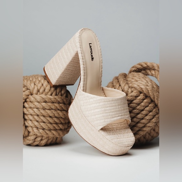 Larroude Dolly Mule In Natural Raffia 👡 - Picture 1 of 15